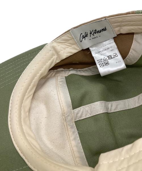 CAFE KITSUNE（カフェ キツネ）cafe kitsune (カフェ キツネ) Colorblock 5p Cap/カラーブロック ファイブパネル キャップ ベージュ×カーキの古着・服飾アイテム