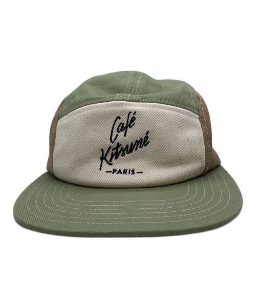 CAFE KITSUNE（カフェ キツネ）cafe kitsune (カフェ キツネ) Colorblock 5p Cap/カラーブロック ファイブパネル キャップ ベージュ×カーキの古着・服飾アイテム