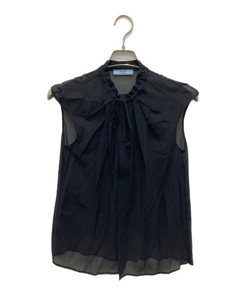 PRADA（プラダ）PRADA (プラダ) シルクブラウス ブラック サイズ:36の古着・服飾アイテム