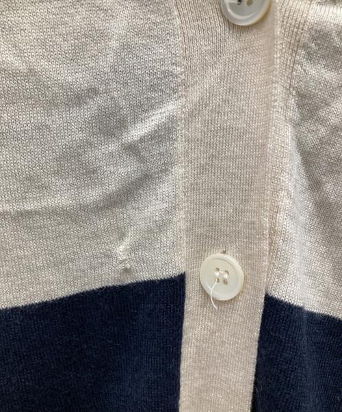 JIL SANDER NAVY（ジルサンダー ネイビー）JIL SANDER NAVY (ジルサンダー ネイビー) シルクカシミヤニットカーディガン ネイビー×ホワイト サイズ:XSの古着・服飾アイテム