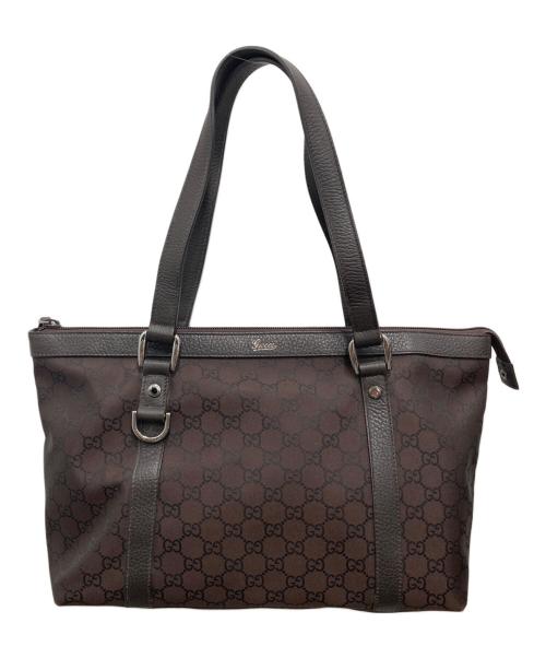 GUCCI（グッチ）GUCCI (グッチ) GGキャンバストートバッグ ブラウンの古着・服飾アイテム