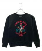 EIGHT Gエイトジー）の古着「CREW NECK SWEAT "FIGHTING COCKS"」｜ブラック