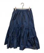 LE CIEL BLEUルシェルブルー）の古着「Taffeta Gathered Midi Skirt」｜ネイビー