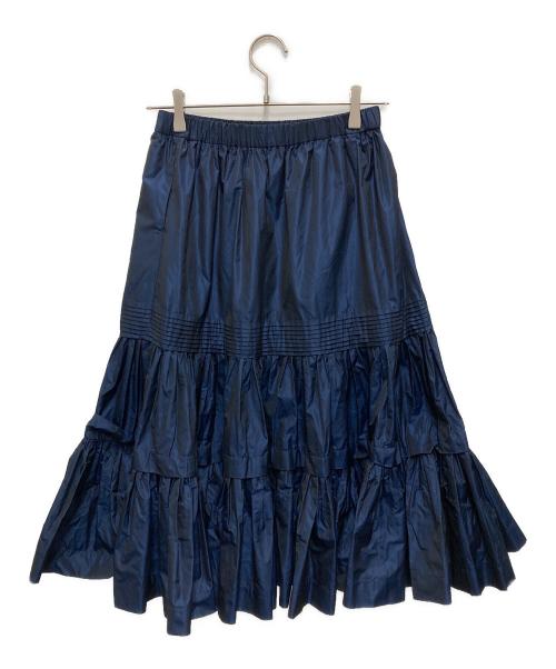 LE CIEL BLEU（ルシェルブルー）LE CIEL BLEU (ルシェルブルー) Taffeta Gathered Midi Skirt ネイビー サイズ:36 未使用品の古着・服飾アイテム