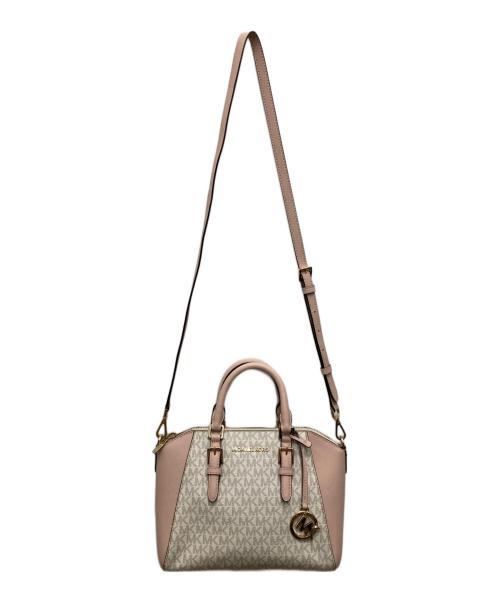 MICHAEL KORS（マイケルコース）MICHAEL KORS (マイケルコース) 2WAYバッグ ピンク×ベージュの古着・服飾アイテム