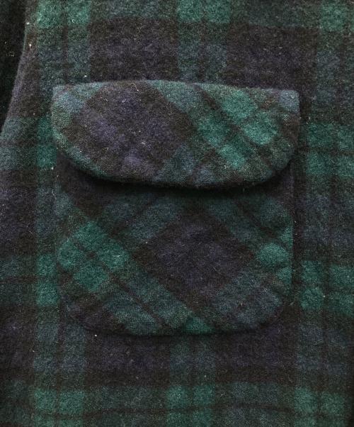 PENDLETON（ペンドルトン）PENDLETON (ペンドルトン) 70'sウールオープンカラーシャツ グリーン×ネイビー サイズ:Lの古着・服飾アイテム