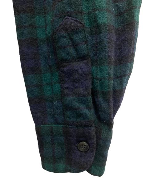 PENDLETON（ペンドルトン）PENDLETON (ペンドルトン) 70'sウールオープンカラーシャツ グリーン×ネイビー サイズ:Lの古着・服飾アイテム