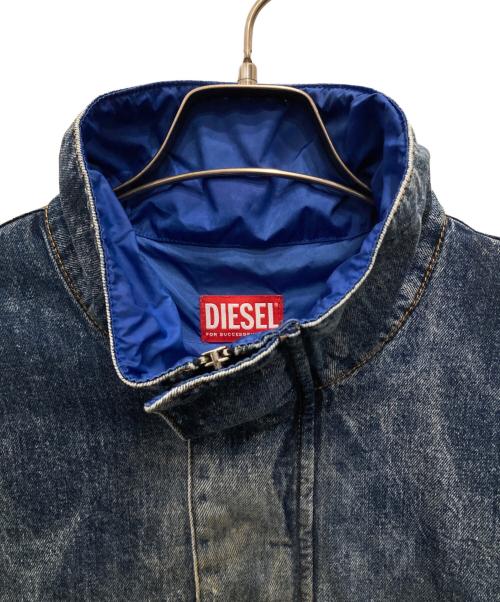 DIESEL（ディーゼル）DIESEL (ディーゼル) D-FLOW-FSE ダート加工デニムプルオーバー ブルー サイズ:Lの古着・服飾アイテム