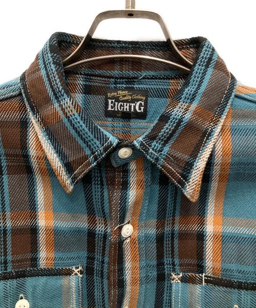 EIGHT G（エイトジー）EIGHT G (エイトジー) チェックフランネルシャツ ブルー サイズ:Mの古着・服飾アイテム