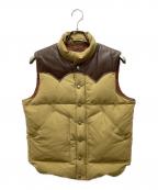 SUGAR CANEシュガーケーン）の古着「LEATHER YOKE T/C DOWN VEST/レザーヨーク T/C ダウンベスト」｜ブラウン×カーキ