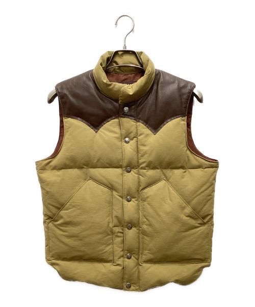 SUGAR CANE（シュガーケーン）SUGAR CANE (シュガーケーン) LEATHER YOKE T/C DOWN VEST/レザーヨーク T/C ダウンベスト ブラウン×カーキ サイズ:Mの古着・服飾アイテム