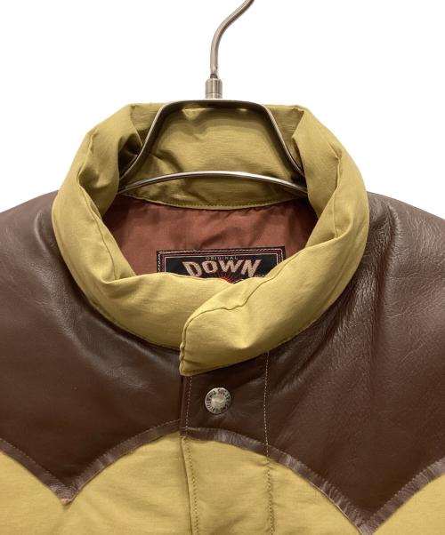 SUGAR CANE（シュガーケーン）SUGAR CANE (シュガーケーン) LEATHER YOKE T/C DOWN VEST/レザーヨーク T/C ダウンベスト ブラウン×カーキ サイズ:Mの古着・服飾アイテム