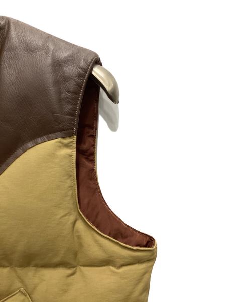 SUGAR CANE（シュガーケーン）SUGAR CANE (シュガーケーン) LEATHER YOKE T/C DOWN VEST/レザーヨーク T/C ダウンベスト ブラウン×カーキ サイズ:Mの古着・服飾アイテム