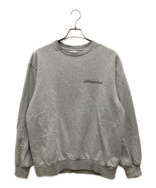 plllllleeeasse（プリーズ）plllllleeeasse (プリーズ) ロゴクルーネックスウェット グレー サイズ:Lの古着・服飾アイテム