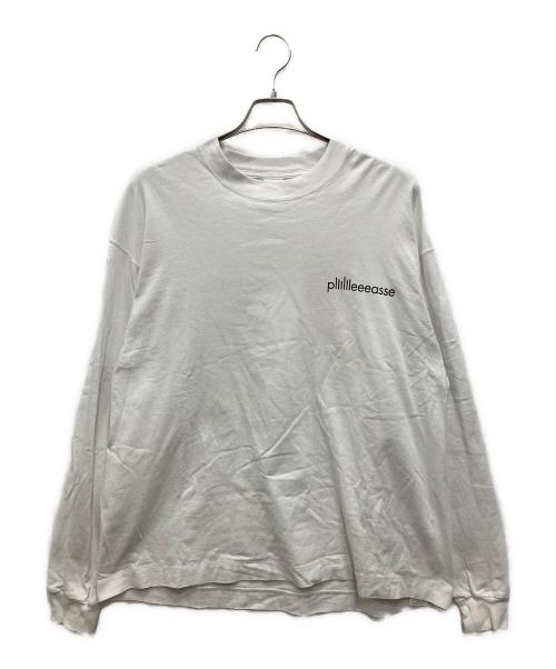 plllllleeeasse（プリーズ）plllllleeeasse (プリーズ) ロゴロングスリーブカットソー ホワイト サイズ:XLの古着・服飾アイテム