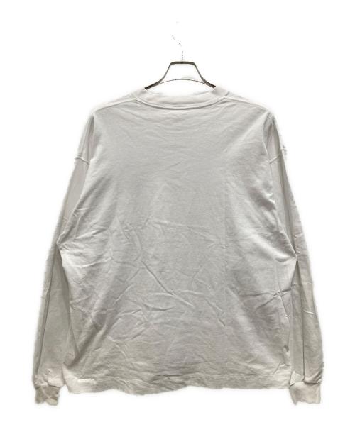 plllllleeeasse（プリーズ）plllllleeeasse (プリーズ) ロゴロングスリーブカットソー ホワイト サイズ:XLの古着・服飾アイテム