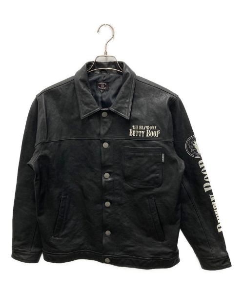 THE BRAVE MAN（ブレイブマン）THE BRAVE MAN (ブレイブマン) BETTY BOOP (ベティー・ブープ) レザージャケット ブラック サイズ:Lの古着・服飾アイテム