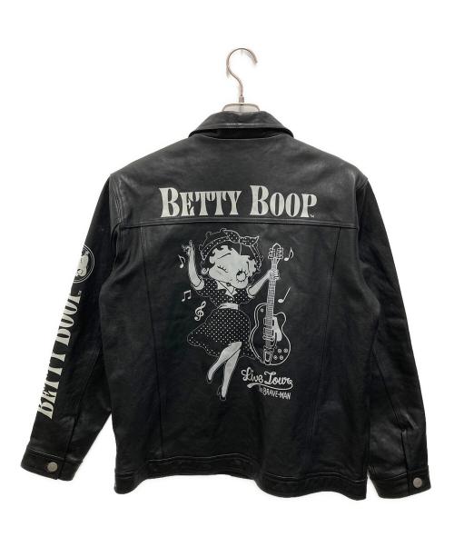 THE BRAVE MAN（ブレイブマン）THE BRAVE MAN (ブレイブマン) BETTY BOOP (ベティー・ブープ) レザージャケット ブラック サイズ:Lの古着・服飾アイテム