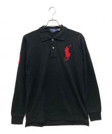 POLO RALPH LAUREN（ポロ・ラルフローレン）の古着「カスタムスリムフィット長袖ビッグポニーポロシャツ」｜ブラック