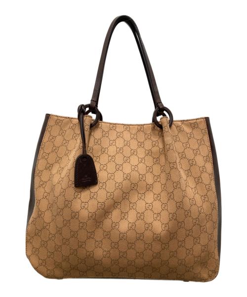 GUCCI（グッチ）GUCCI (グッチ) GGキャンバストートバッグ ブラウンの古着・服飾アイテム