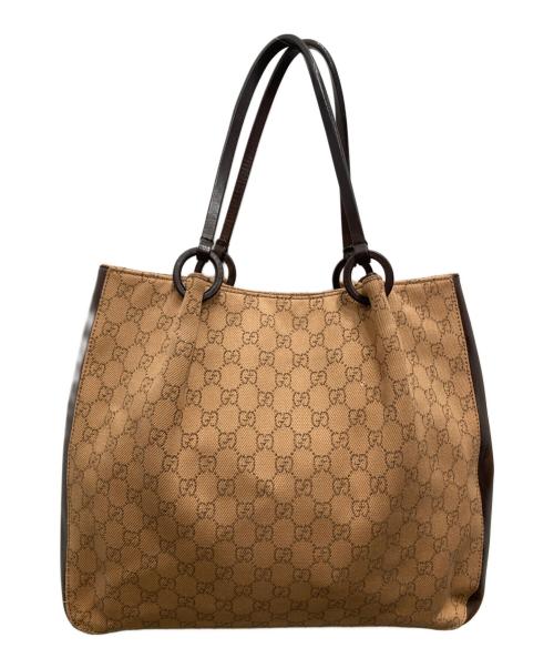 GUCCI（グッチ）GUCCI (グッチ) GGキャンバストートバッグ ブラウンの古着・服飾アイテム