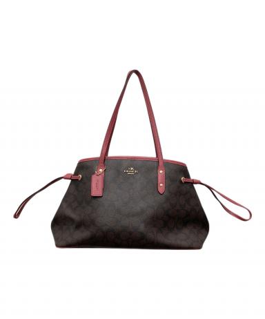 未使用級☆COACHコーチ トートバッグ レザー ブラウン レッド シグネチャー 中古・古着通販】COACH (コーチ) シグネチャー トートバッグ ブラウン