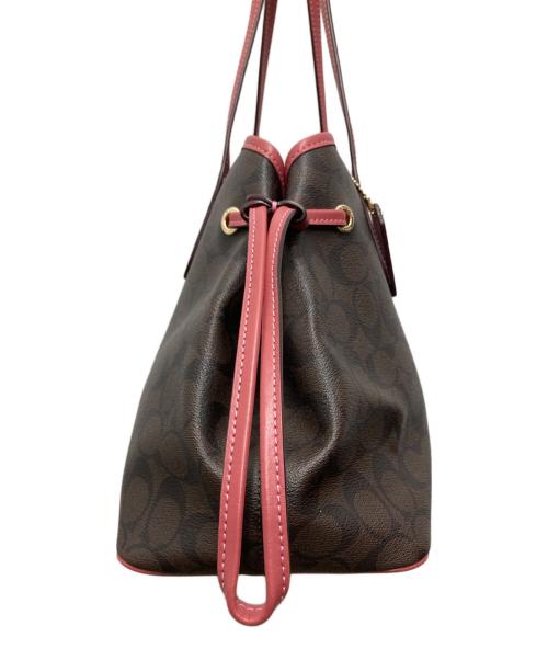 COACH（コーチ）COACH (コーチ) シグネチャー トートバッグ ブラウン×ピンクの古着・服飾アイテム