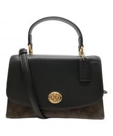 COACH（コーチ）の古着「TILLY TOP HANDLE SATCHEL/ティリー トップ ハンドル サッチェル」｜ブラック×ブラウン