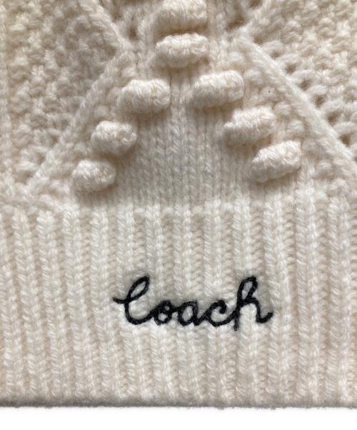 COACH（コーチ）COACH (コーチ) ケーブルニットカーディガン アイボリー サイズ:Mの古着・服飾アイテム