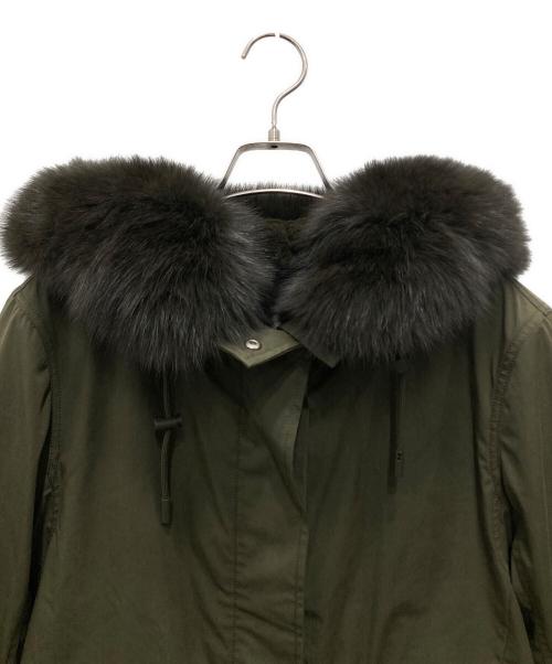 yves salomon（イヴサロモン）YVES SALOMON (イヴサロモン) Long Iconic parka in waterproof cotton blend with fox and rabbit fur グリーン サイズ:36 未使用品の古着・服飾アイテム