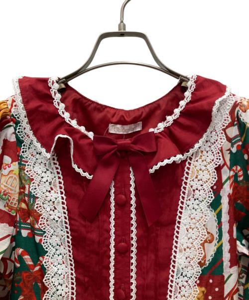 CHALMIERE（シャルミエール）chalmiere (シャルミエール) クリスマス柄ワンピース レッド サイズ:Mの古着・服飾アイテム
