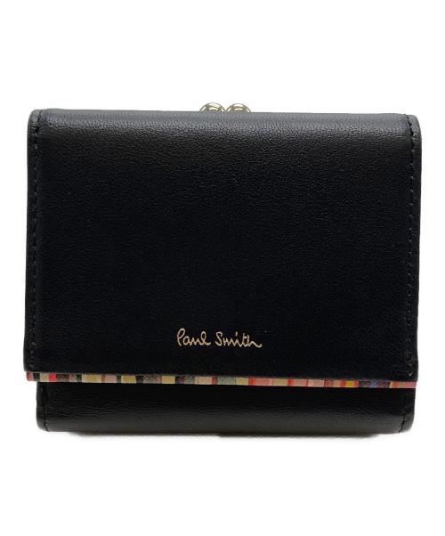 PAUL SMITH（ポールスミス）Paul Smith (ポールスミス) クロスオーバーストライプトリム コンパクトウォレット ブラックの古着・服飾アイテム