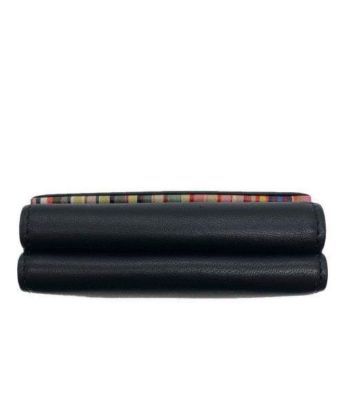 PAUL SMITH（ポールスミス）Paul Smith (ポールスミス) クロスオーバーストライプトリム コンパクトウォレット ブラックの古着・服飾アイテム