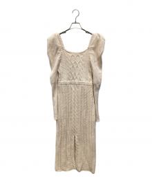 HER LIP TO（ハーリップトゥ）の古着「Bambina Cable Knit Dress Her lip to/バンビーナ ケーブル ニット ドレス」｜ベージュ