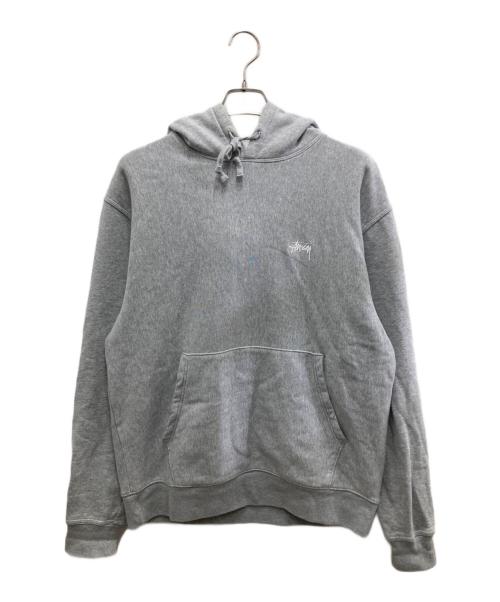 stussy（ステューシー）stussy (ステューシー) STOCK LOGO HOOD/ストックロゴ フーディ グレー サイズ:Lの古着・服飾アイテム