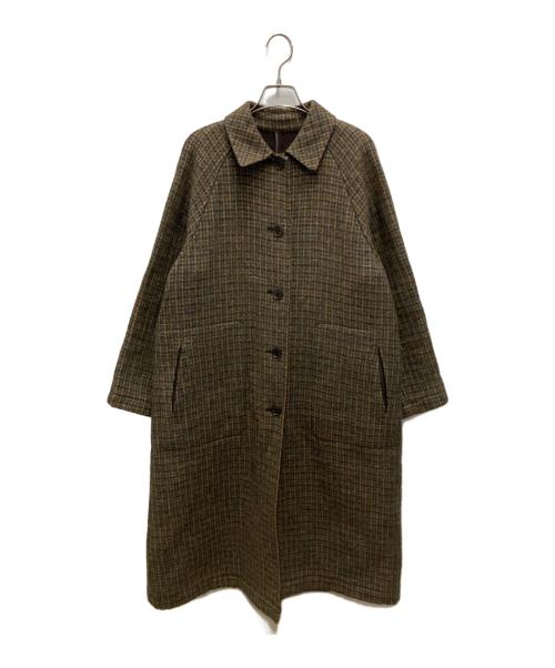 MACKINTOSH PHILOSOPHY（マッキントッシュ フィロソフィー）MACKINTOSH PHILOSOPHY (マッキントッシュ フィロソフィー) ダブルフェイスツイードチェックコート ブラウン×ブルー サイズ:38の古着・服飾アイテム
