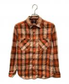 TOYS MCCOYトイズマッコイ）の古着「OVERALLS COTTON CHECKED SHIRT/オーバーオールズ コットン チェックド シャツ 」｜オレンジ