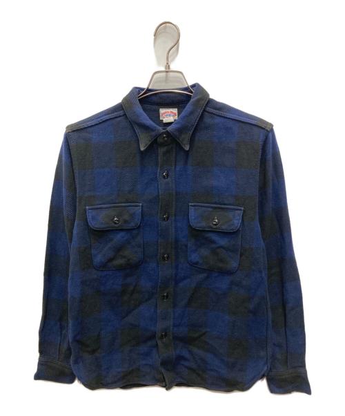 Joe McCOY（ジョーマッコイ）Joe McCOY (ジョーマッコイ) 8 HOUR UNION ワークシャツ ブルー×ブラック サイズ:15の古着・服飾アイテム