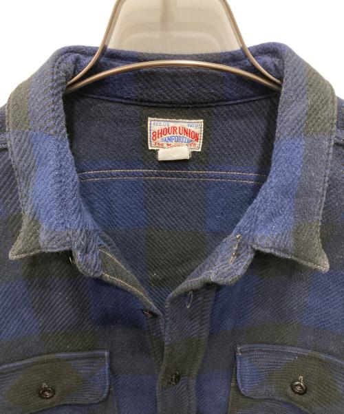Joe McCOY（ジョーマッコイ）Joe McCOY (ジョーマッコイ) 8 HOUR UNION ワークシャツ ブルー×ブラック サイズ:15の古着・服飾アイテム