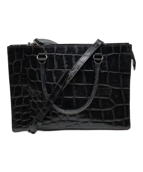 Jean Paul GAULTIER（ジャンポールゴルチェ）Jean Paul GAULTIER (ジャンポールゴルチェ) クロコ型押し2WAYバッグ ブラックの古着・服飾アイテム