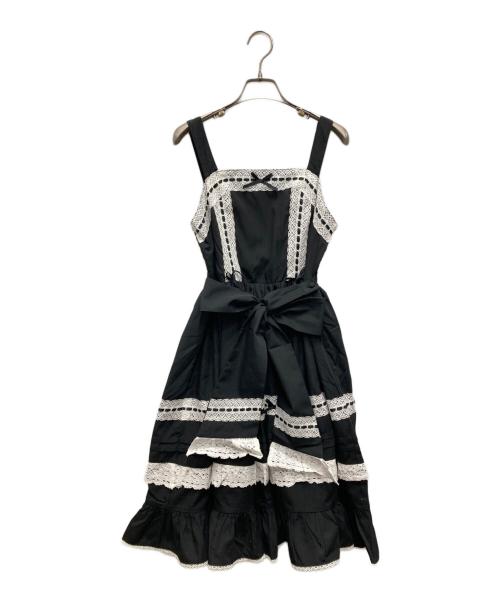 CHALMIERE（シャルミエール）chalmiere (シャルミエール) ハシゴレースジャンスカ ブラック サイズ:Mの古着・服飾アイテム