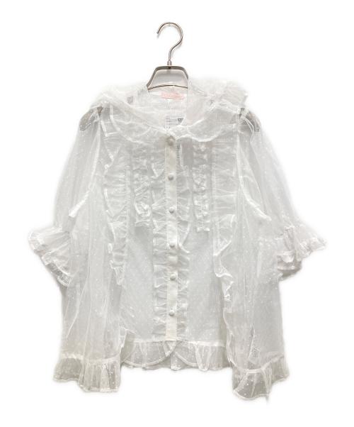 CHALMIERE（シャルミエール）chalmiere (シャルミエール) ドットチュールブラウス ホワイト サイズ:Mの古着・服飾アイテム