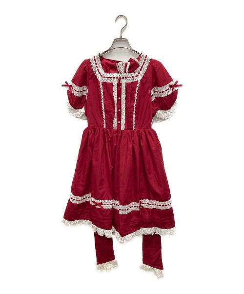 CHALMIERE（シャルミエール）chalmiere (シャルミエール) ハシゴレースワンピース レッド サイズ:M 未使用品の古着・服飾アイテム