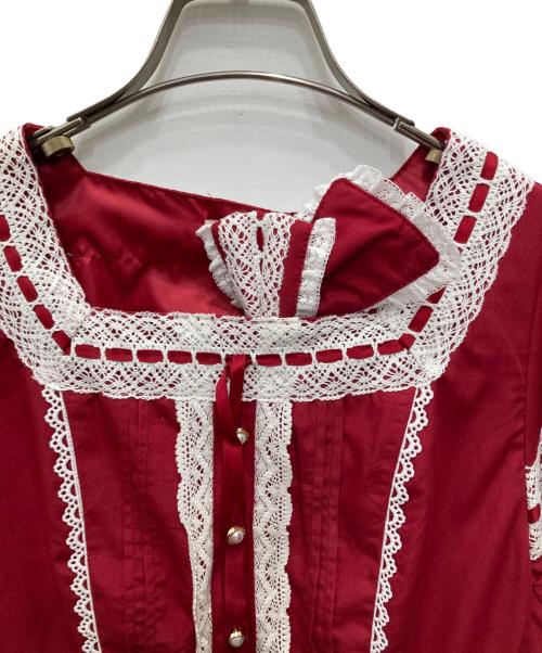 CHALMIERE（シャルミエール）chalmiere (シャルミエール) ハシゴレースワンピース レッド サイズ:M 未使用品の古着・服飾アイテム