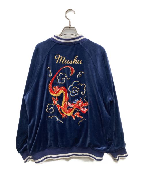 DISNEY（ディズニー）Disney (ディズニー) ムッシュー刺繍ベロアスカジャン ネイビー サイズ:Lの古着・服飾アイテム