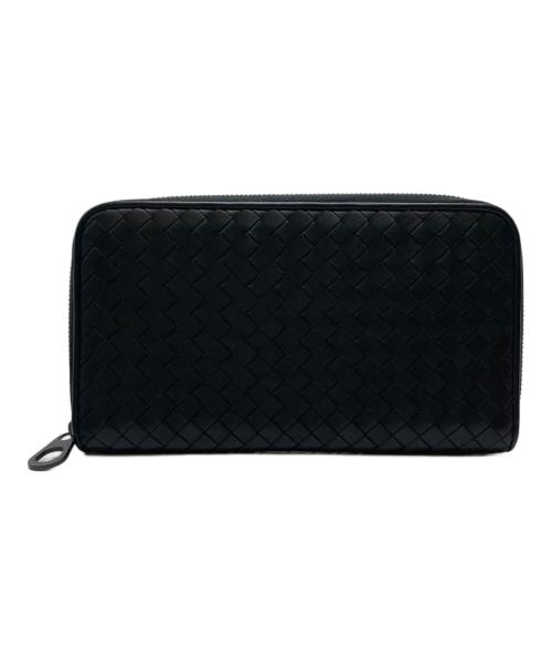 BOTTEGA VENETA（ボッテガベネタ）BOTTEGA VENETA (ボッテガベネタ) カーフイントレチャートスリムラウンド長財布 ブラックの古着・服飾アイテム
