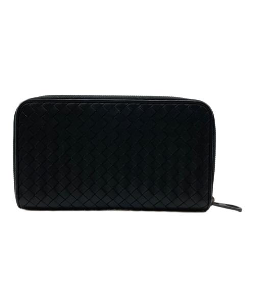 BOTTEGA VENETA（ボッテガベネタ）BOTTEGA VENETA (ボッテガベネタ) カーフイントレチャートスリムラウンド長財布 ブラックの古着・服飾アイテム