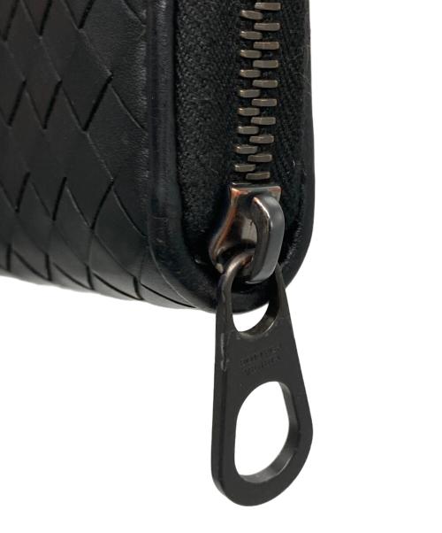BOTTEGA VENETA（ボッテガベネタ）BOTTEGA VENETA (ボッテガベネタ) カーフイントレチャートスリムラウンド長財布 ブラックの古着・服飾アイテム