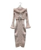 Rose Museロゼミューズ）の古着「Cable knit o/p set/ケーブルニット ワンピース セット」｜ピンク