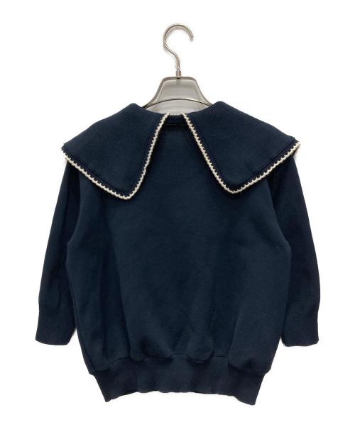 YORI（ヨリ）yori (ヨリ) コットン刺繍カラーニット ネイビー サイズ:Fの古着・服飾アイテム